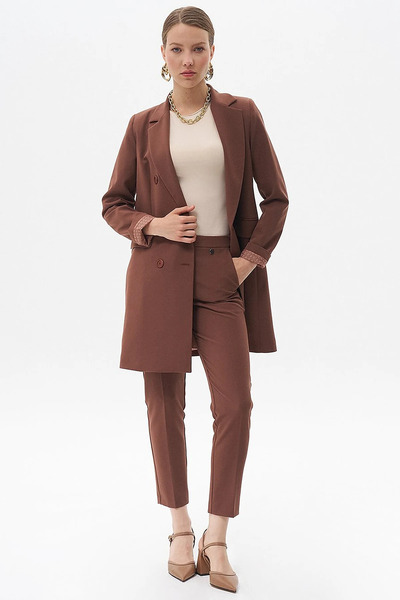 Kayra Havuç Cut Basic Trousers Dark Brown
