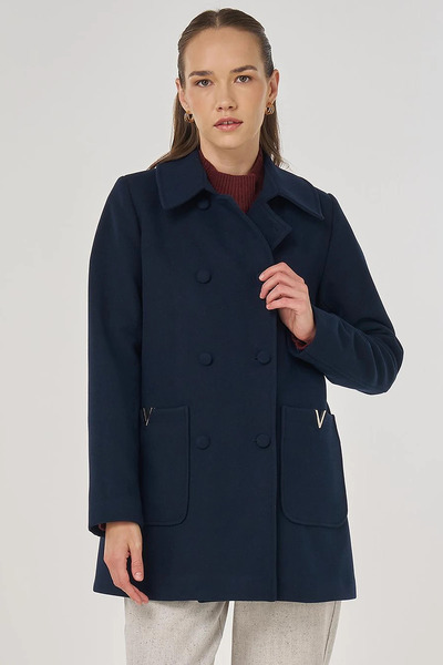 Kayra Metal Accessory Jacket Dark Navy Blue