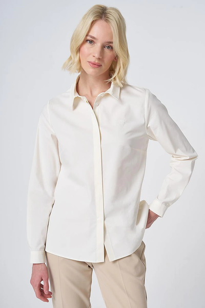 Kayra Shirt Collar Poplin Tunic Ecru