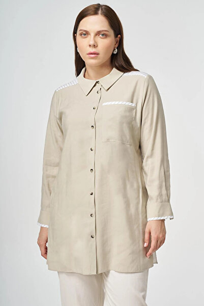 Kayra Fabric Paneled Modal Tunic Mildew Green