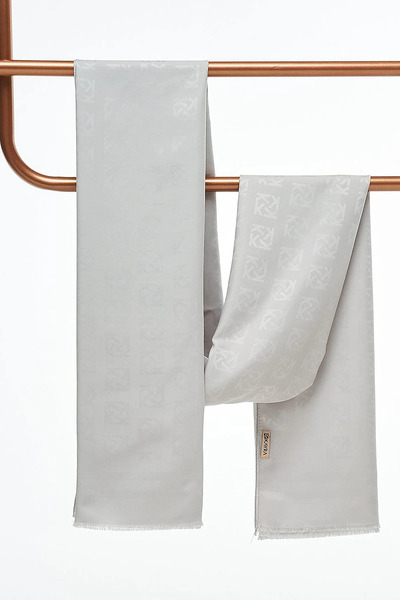 Kayra Logo Silk Shawl Silver