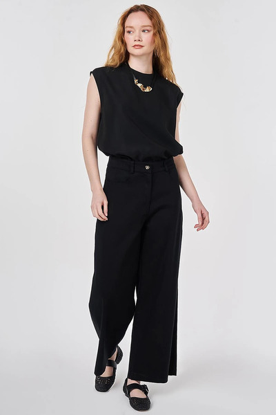 KYR Wide Leg Canvas Trousers Black