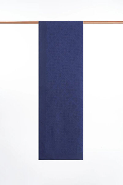 Kayra Geometric Pattern Cotton Blend Shawl Navy Blue