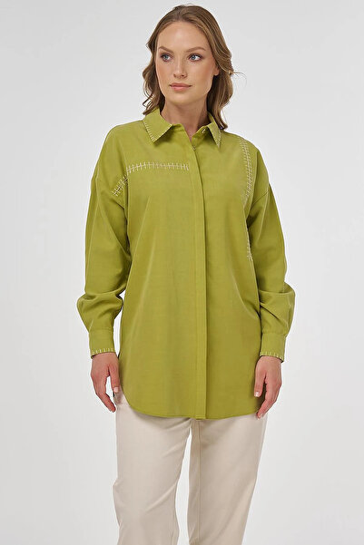 Kayra Punto Stitched Modal Tunic Pistachio Green