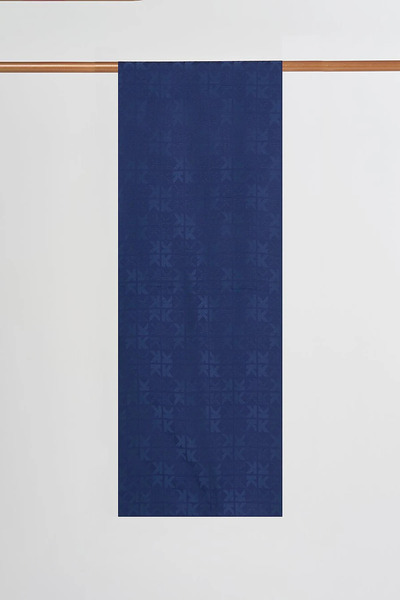 Kayra Large Logo Detailed Viscose Shawl Navy Blue