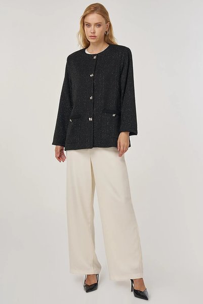 Kayra Button Detailed Jacket Black