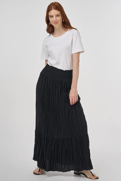 KYR Gipe Stitched Cotton Skirt Black