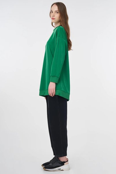 Kayra Shiny Look Sweatshirt Green