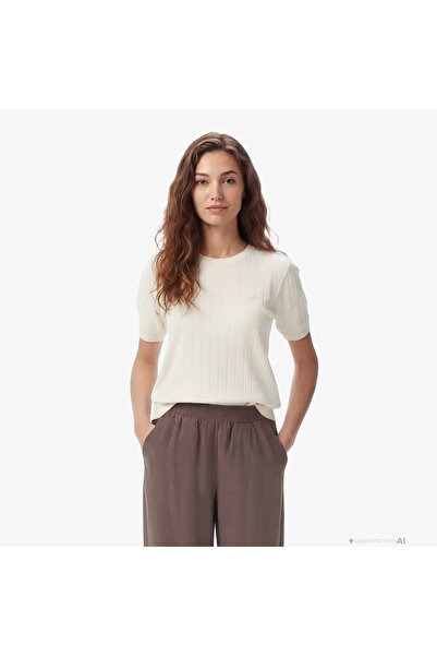 Nautica Kadın Krem Slim Fit Triko