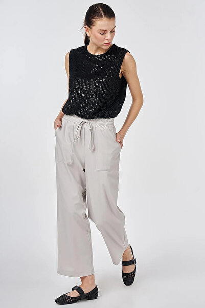 Kayra Relaxed Fit Viscose Trousers Gray