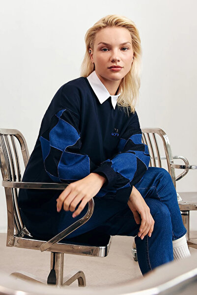 KYR Denim Garnili Sweatshirt Koyu Lacivert