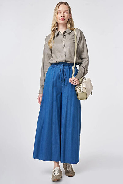 Kayra Elastic Waist Lace-Up Trousers Indigo