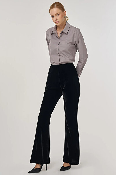 Kayra Spanish Leggings Velvet Trousers Black