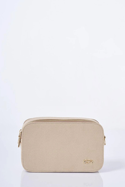 KYR Logo Detailed Suede Bag Mink