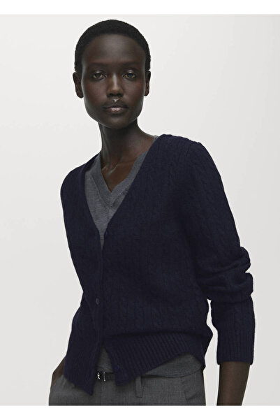MANGO Woman Knitted patterned knitwear cardigan