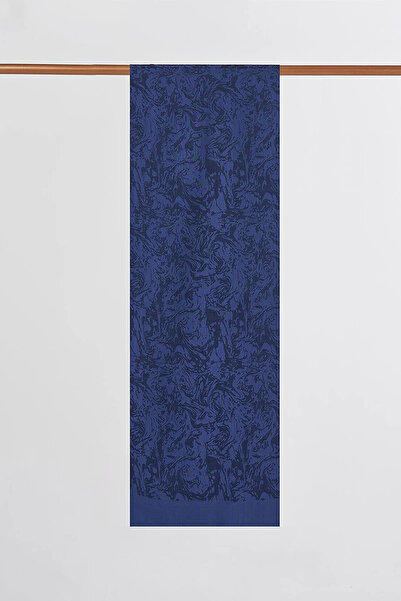 Kayra Brush Pattern Floş Shawl Navy Blue