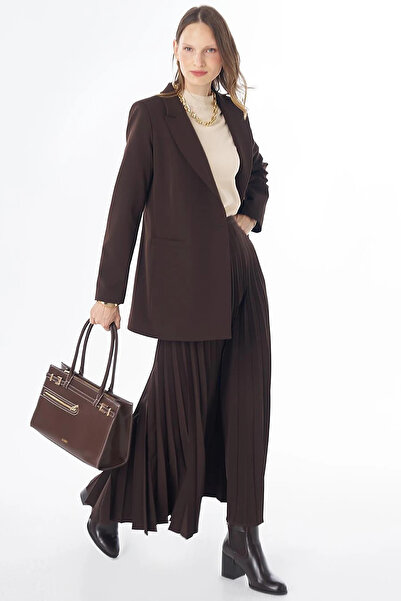 Kayra Single Button Basic Jacket Dark Brown