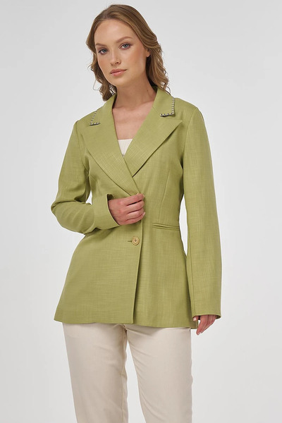Kayra Punto Stitched Viscose Blazer Jacket Pistachio Green