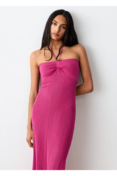 Mango Teen Halter yaka triko elbise
