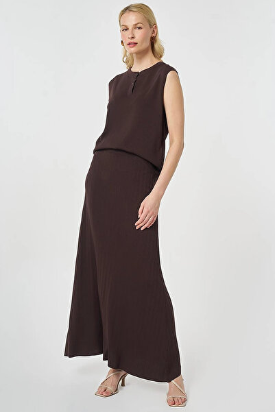 Kayra Skirted Knitwear Set Dark Brown