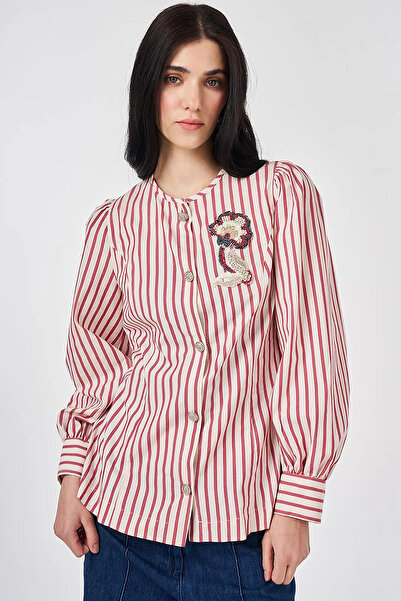 KYR Shiny Buttoned Cotton Tunic Ruby
