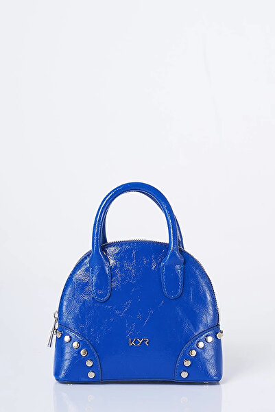 KYR Mini Faux Leather Handbag with Staple Detail Cobalt Blue