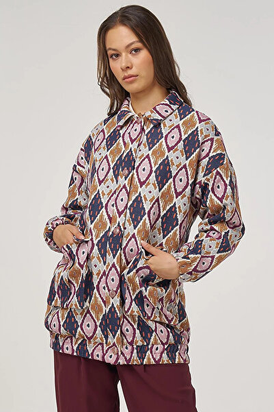 Kayra Jachetă bomber cu model geometric, albastru bleumarin
