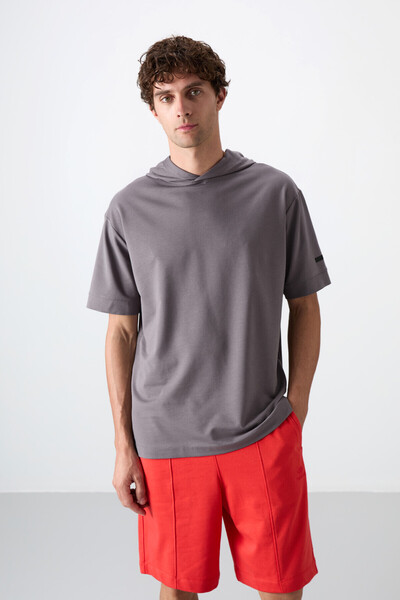 TOMMY LIFE Tricou de bază pentru bărbați, bumbac, gros, texturat moale, supra...