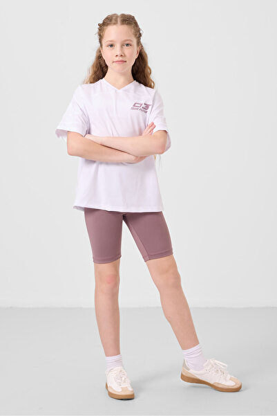 TOMMY LIFE White-Dusty Rose V-Neck Belt Detailed Standard Fit Performance Gir...