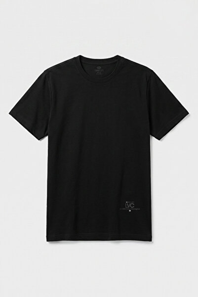 TOMMY LIFE Black Standard Fit Printed Short Sleeve Men's T-Shirt - 88440