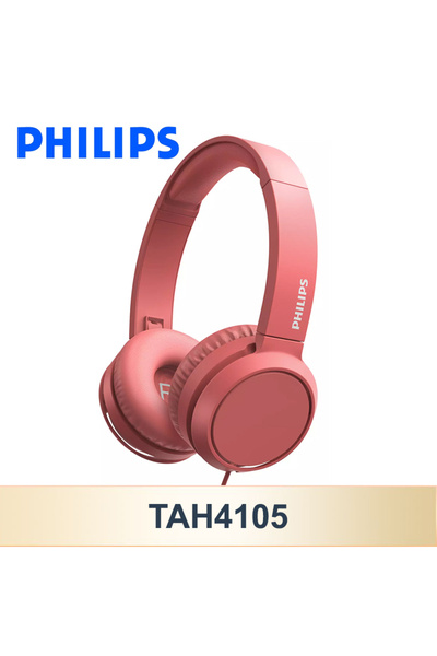 Choice1 Philips Red Philips TAH4105 Wired Headphones HiFi Stereo HD Call Head...
