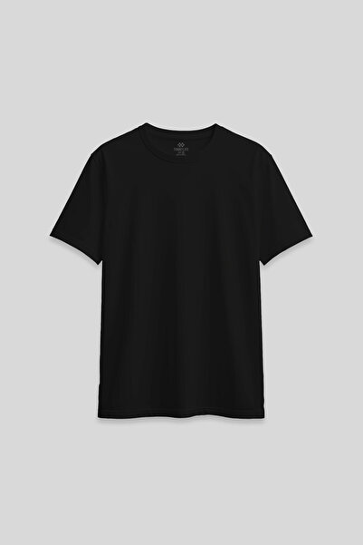TOMMY LIFE Tricou de bază pentru femei, negru, cu decolteu în formă de O, cu ...