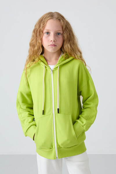 TOMMY LIFE Lime Green Cotton Fuzzy Inside Soft Textured Standard Fit Embroide...