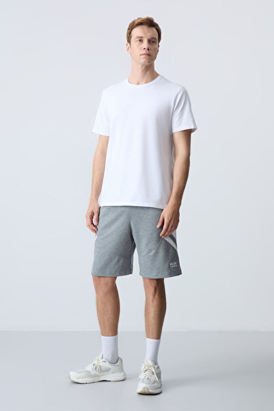 AIR JONES Gray Melange Cotton Thick Soft Textured Standard Fit Basic Men's Sh...