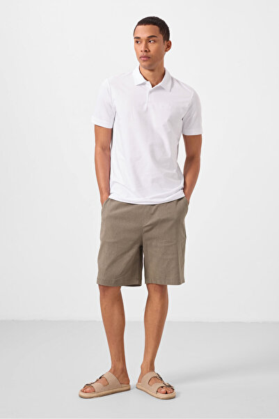 TOMMY LIFE Pantaloni scurți chino pentru bărbați, țesuți, flexibili, cu potri...