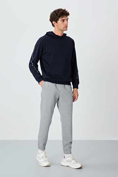 AIR JONES Gray Melange Surface Textured Standard Fit Men's Tracksuit Bottom -...