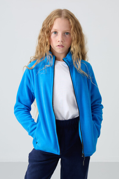TOMMY LIFE Cobalt Blue Thick Soft Textured Standard Fit Embroidered Fleece Gi...