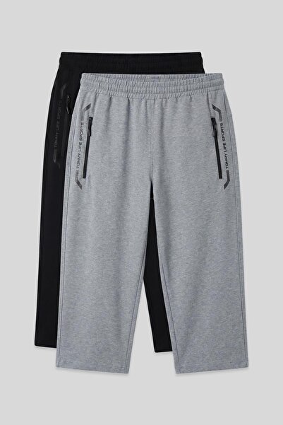 TOMMY LIFE Standard Fit 2-Pack Black-Grey Melange Men's Capri - 83091