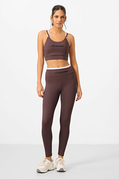 TOMMY LIFE Brown Flexible Standard Fit Women's Leggings Set - 95333