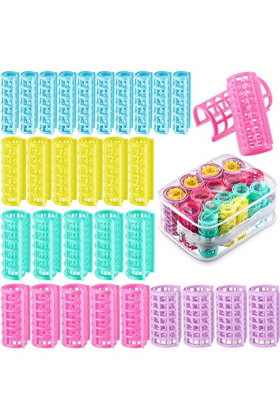 Choice 30pcs 30 Pieces Plastic Hair Rollers Curlers Snap on Rollers Self Grip...