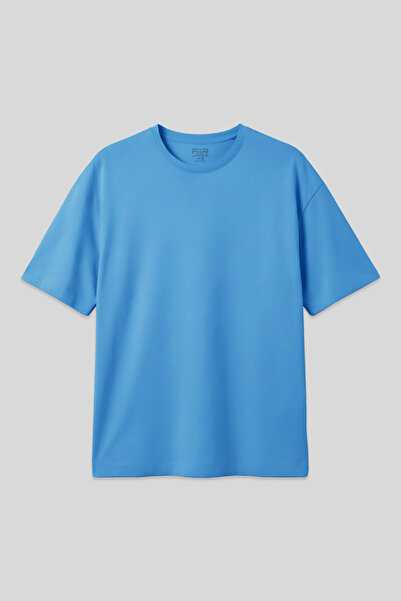 AIR JONES Petrol Blue 100% Cotton Thick Soft Textured Oversize Fit Basic Men'...