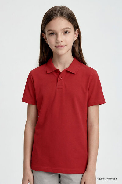 TOMMY LIFE Fiesta Polo Yaka Standard Fit Basic Unisex Kids T-Shirt - 11330