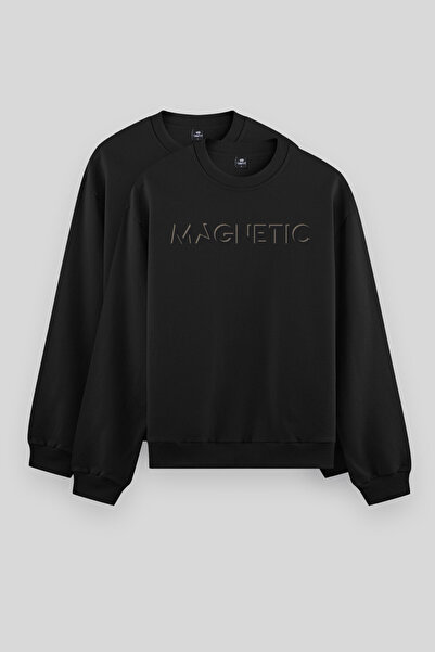 TOMMY LIFE Comfortable Fit O Neck 2-Pack Black Men's Sweatshirt - 88020