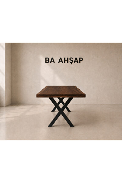 BRK Design BA AHŞAP Ahşap Doğal Kütük Yemek / Toplantı / Çalışma Masası X Aya...
