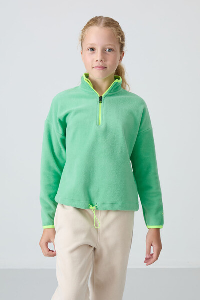 TOMMY LIFE Water Green Thick Soft Textured Standard Fit Embroidered Fleece Gi...