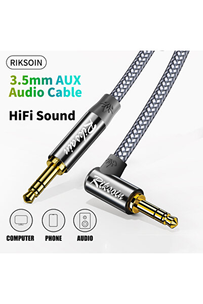 Choice 0.6m RIKSOIN AUX Cable, 3.5mm TRS Male to 90° Right Angle Nylon Braide...