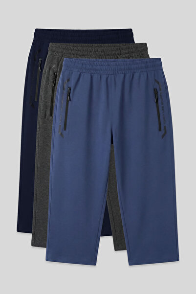 TOMMY LIFE Standard Mold 3-pack Bleumarin-Antracit Melanj-Petrol Pantaloni Ca...