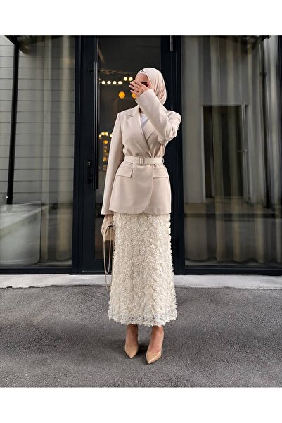 VERYMODA Gül Süzüneli Skirt - Ecru |   F2005
