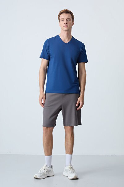 AIR JONES Dark Gray Cotton Thick Soft Textured Standard Fit Basic Men's Short...