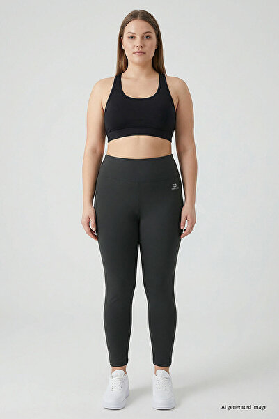 TOMMY LIFE Anthracite High Waist Slimming Plus Size Women's Tights - 94650